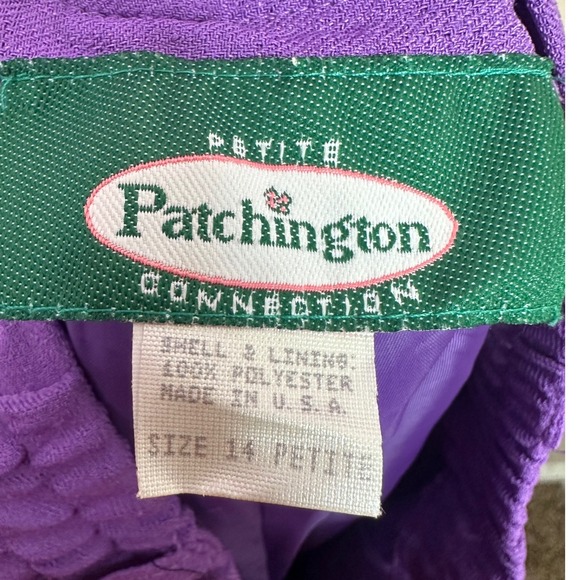 Patchington Petite VTG Purple 2pc Pantsuit Top Pants Outfit L USA Made Retro‎ - Picture 6 of 8
